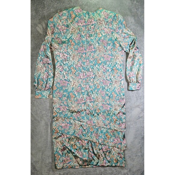 Vintage Schrader Womens Floral Full Length Sleeve Sz 12 - Picture 3 of 8